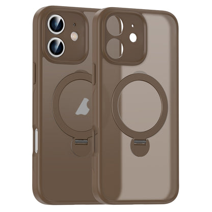 For iPhone 11 Matte Texture 360 Degree Rotary Tone Holder MagSafe Phone Case(Bronze) - iPhone 11 Cases by buy2fix | Online Shopping UK | buy2fix