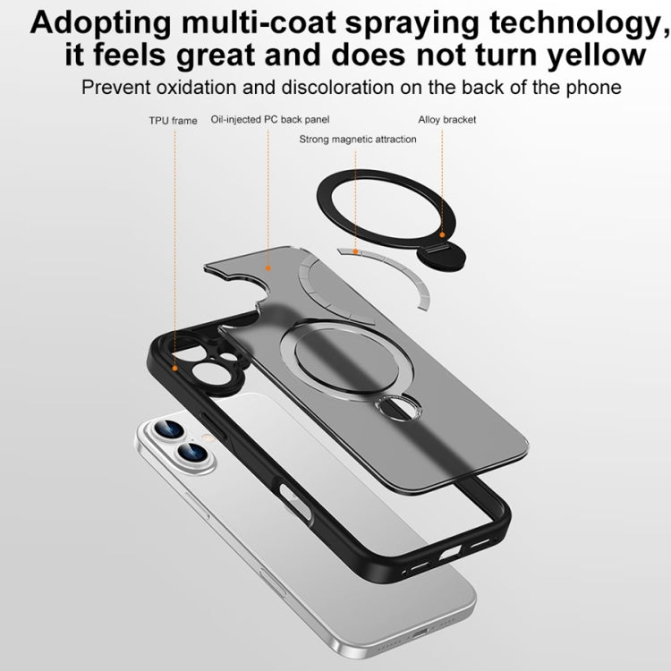 For iPhone 12 Pro Matte Texture 360 Degree Rotary Tone Holder MagSafe Phone Case(Transparent) - iPhone 12 / 12 Pro Cases by buy2fix | Online Shopping UK | buy2fix