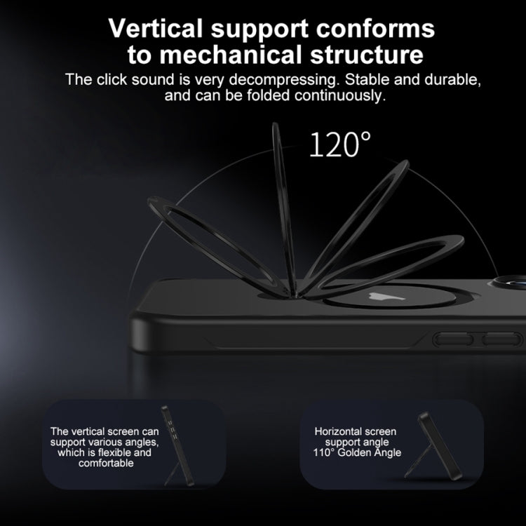 For iPhone 15 Pro Max Matte Texture 360 Degree Rotary Tone Holder MagSafe Phone Case(Dark Blue) - iPhone 15 Pro Max Cases by buy2fix | Online Shopping UK | buy2fix