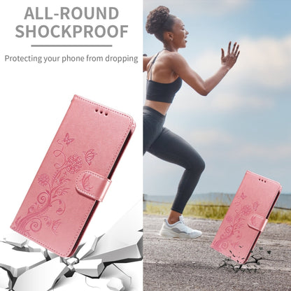 For Google Pixel 9 / 9 Pro Embossed Butterfly Flowers Leather Phone Case(Rose Gold) by buy2fix