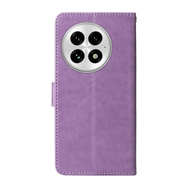For OnePlus 13 Embossed Butterfly Flowers Leather Phone Case(Purple) by buy2fix