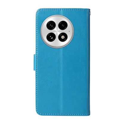 For OnePlus 13 Embossed Butterfly Flowers Leather Phone Case(Blue) - OnePlus Cases by buy2fix | Online Shopping UK | buy2fix