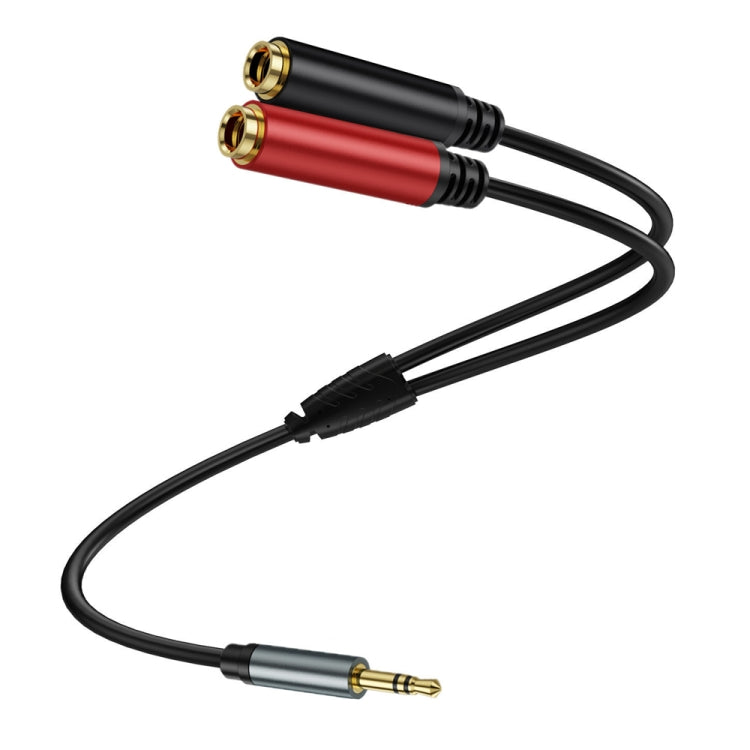 0.3m Gold Plated 3.5mm TRS Male to 2 x 6.35mm Female Laptop Y Splitter Adapter Audio Cable(Black) - Video & Audio Cable by buy2fix | Online Shopping UK | buy2fix