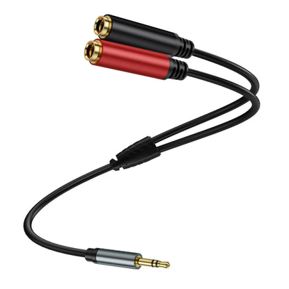 1m Gold Plated 3.5mm TRS Male to 2 x 6.35mm Female Laptop Y Splitter Adapter Audio Cable(Black) - Video & Audio Cable by buy2fix | Online Shopping UK | buy2fix