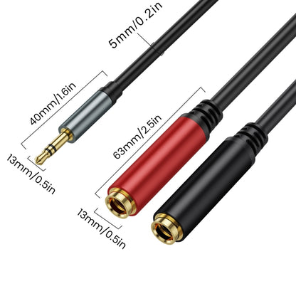 3m Gold Plated 3.5mm TRS Male to 2 x 6.35mm Female Laptop Y Splitter Adapter Audio Cable(Black) - Video & Audio Cable by buy2fix | Online Shopping UK | buy2fix