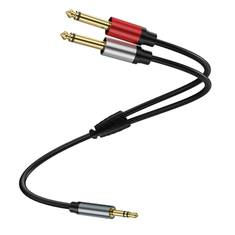 0.3m Gold Plated 3.5mm TRS Stereo to Dual 6.35mm TS Mono Y Splitter Adapter Audio Cable(Black) - Video & Audio Cable by buy2fix | Online Shopping UK | buy2fix