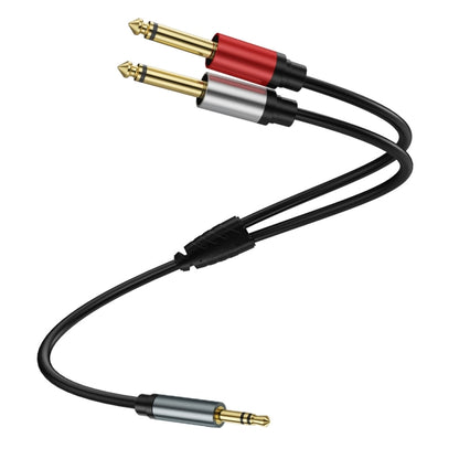 0.3m Gold Plated 3.5mm TRS Stereo to Dual 6.35mm TS Mono Y Splitter Adapter Audio Cable(Black) - Video & Audio Cable by buy2fix | Online Shopping UK | buy2fix