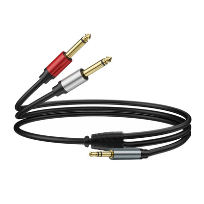 1m Gold Plated 3.5mm TRS Stereo to Dual 6.35mm TS Mono Y Splitter Adapter Audio Cable(Black) - Video & Audio Cable by buy2fix | Online Shopping UK | buy2fix
