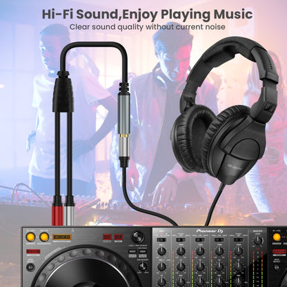 1m Gold Plated 3.5mm TRS Stereo to Dual 6.35mm TS Mono Y Splitter Adapter Audio Cable(Black) - Video & Audio Cable by buy2fix | Online Shopping UK | buy2fix