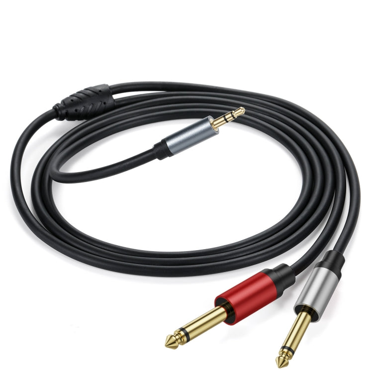 2m Gold Plated 3.5mm TRS Stereo to Dual 6.35mm TS Mono Y Splitter Adapter Audio Cable(Black) - Video & Audio Cable by buy2fix | Online Shopping UK | buy2fix