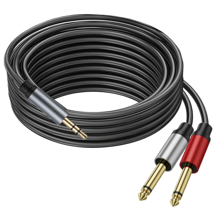 5m Gold Plated 3.5mm TRS Stereo to Dual 6.35mm TS Mono Y Splitter Adapter Audio Cable(Black) - Video & Audio Cable by buy2fix | Online Shopping UK | buy2fix