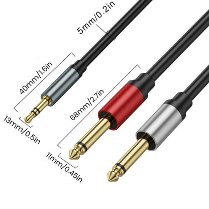 5m Gold Plated 3.5mm TRS Stereo to Dual 6.35mm TS Mono Y Splitter Adapter Audio Cable(Black) - Video & Audio Cable by buy2fix | Online Shopping UK | buy2fix
