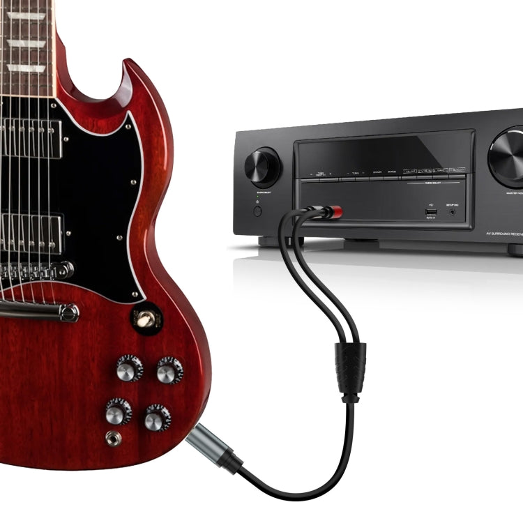 5m Gold Plated 3.5mm TRS Stereo to Dual 6.35mm TS Mono Y Splitter Adapter Audio Cable(Black) - Video & Audio Cable by buy2fix | Online Shopping UK | buy2fix