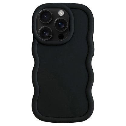 For iPhone 16 Pro Max Big Wave Puff Shape TPU Phone Case(Black) by buy2fix