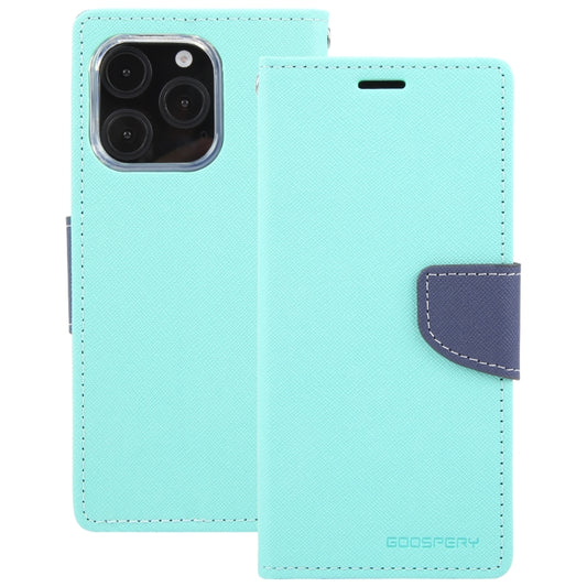 For iPhone 16 Pro Max GOOSPERY FANCY DIARY Cross Texture Leather Phone Case(Mint Green) by GOOSPERY