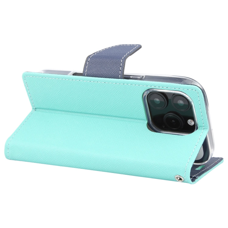 For iPhone 16 Pro GOOSPERY FANCY DIARY Cross Texture Leather Phone Case(Mint Green) - iPhone 16 Pro Cases by GOOSPERY | Online Shopping UK | buy2fix