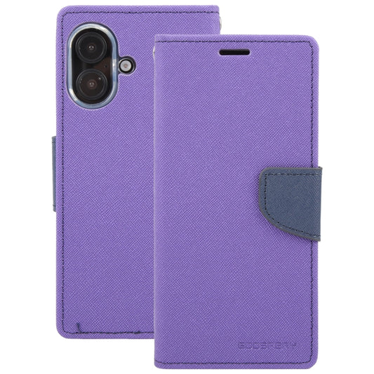 For iPhone 16 Plus GOOSPERY FANCY DIARY Cross Texture Leather Phone Case(Purple) by GOOSPERY