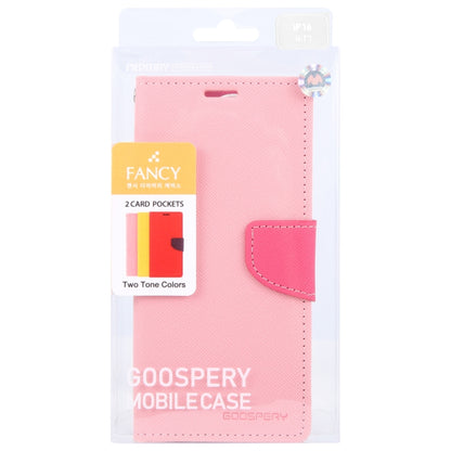 For iPhone 16 GOOSPERY FANCY DIARY Cross Texture Leather Phone Case(Pink) - iPhone 16 Cases by GOOSPERY | Online Shopping UK | buy2fix