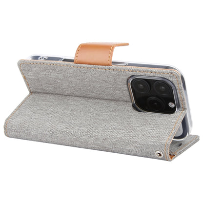 For iPhone 16 Pro GOOSPERY CANVAS DIARY Fabric Texture Flip Leather Phone Case(Grey) - iPhone 16 Pro Cases by GOOSPERY | Online Shopping UK | buy2fix