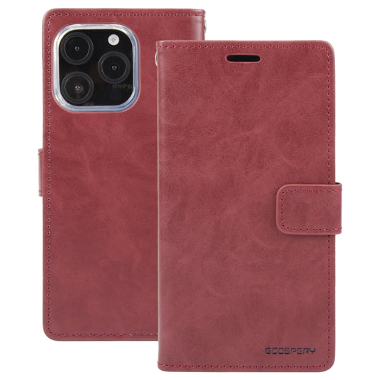 For iPhone 16 Pro Max GOOSPERY BLUE MOON Crazy Horse Texture Leather Phone Case(Wine Red) by GOOSPERY