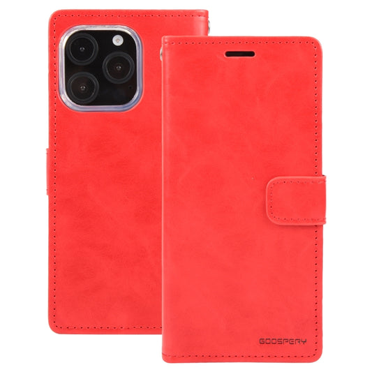 For iPhone 16 Pro Max GOOSPERY BLUE MOON Crazy Horse Texture Leather Phone Case(Red) by GOOSPERY