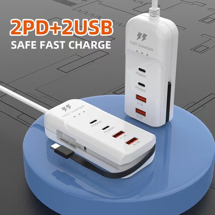 5 in 1 2 x PD 66W, 2 x USB Fast Charger Smart Power Socket, Length:1m(UK Plug) - Multifunction Charger by buy2fix | Online Shopping UK | buy2fix