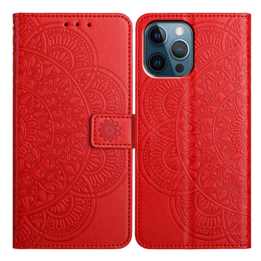 For iPhone 16 Pro Max Flower Embossed Leather Phone Case(Red) - iPhone 16 Pro Max Cases by buy2fix | Online Shopping UK | buy2fix