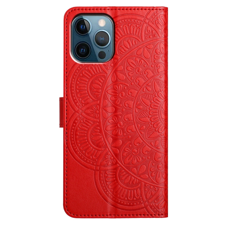 For iPhone 16 Pro Max Flower Embossed Leather Phone Case(Red) - iPhone 16 Pro Max Cases by buy2fix | Online Shopping UK | buy2fix