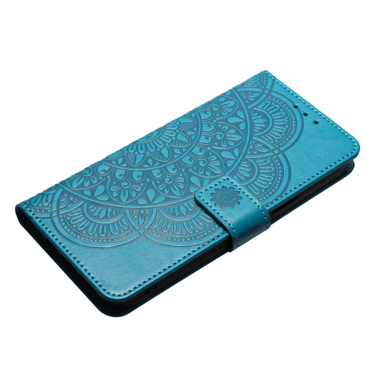 For iPhone 16 Pro Flower Embossed Leather Phone Case(Blue) - iPhone 16 Pro Cases by buy2fix | Online Shopping UK | buy2fix