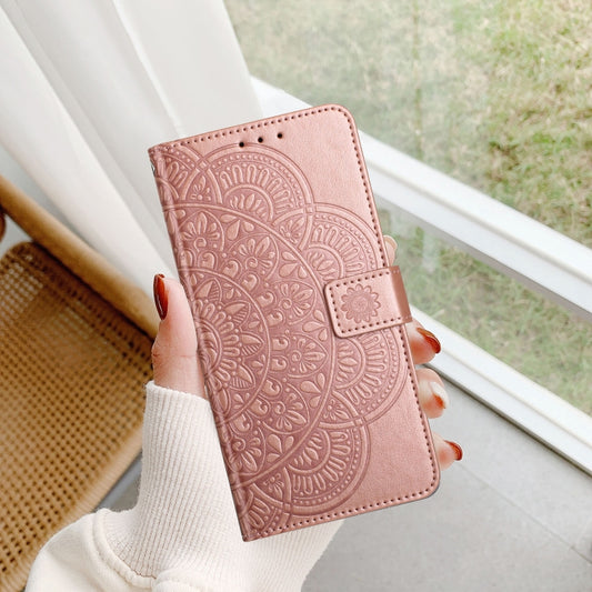 For iPhone 16 Pro Flower Embossed Leather Phone Case(Rose Gold) by buy2fix