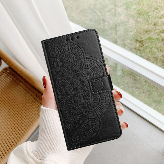 For iPhone 16 Plus Flower Embossed Leather Phone Case(Black) by buy2fix