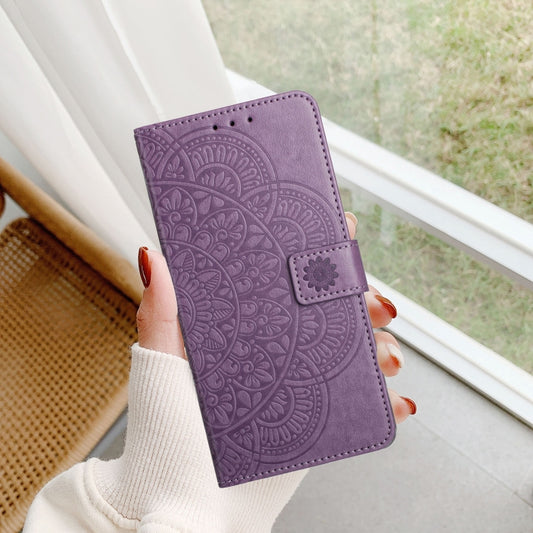 For iPhone 16 Flower Embossed Leather Phone Case(Purple) by buy2fix