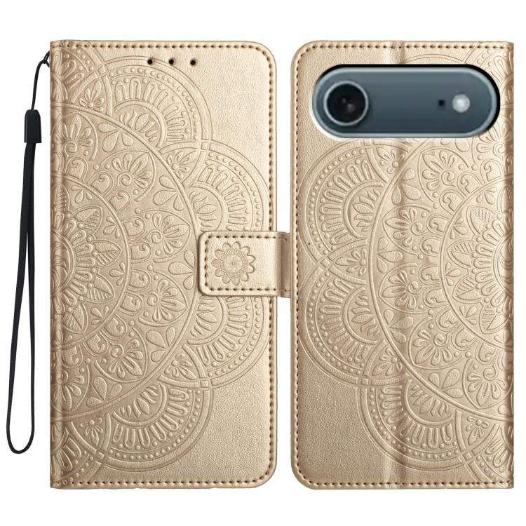 For iPhone Air Flower Embossed Leather Phone Case(Gold) - iPhone Air Cases by buy2fix | Online Shopping UK | buy2fix