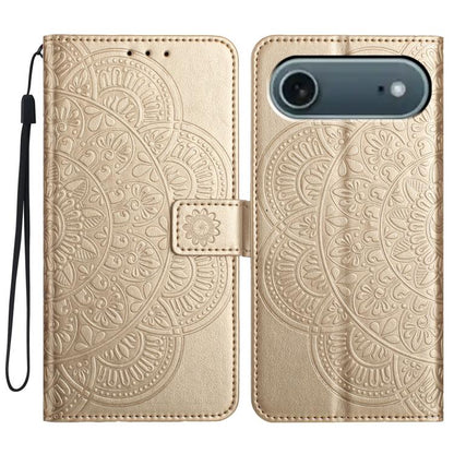 For iPhone Air Flower Embossed Leather Phone Case(Gold) - iPhone Air Cases by buy2fix | Online Shopping UK | buy2fix