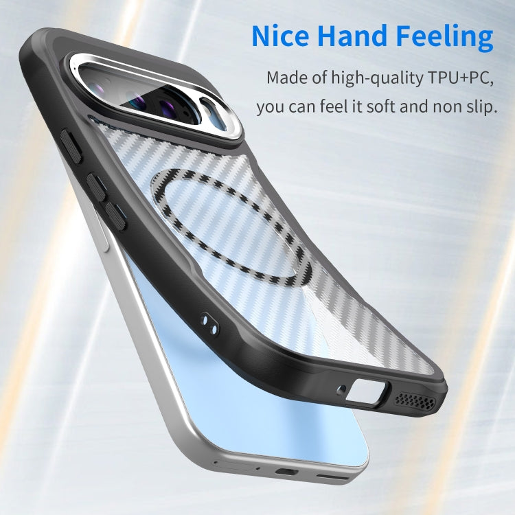 For Google Pixel 9 Pro / 9 Carbon Fiber Texture MagSafe Translucent Phone Case(Black) by buy2fix