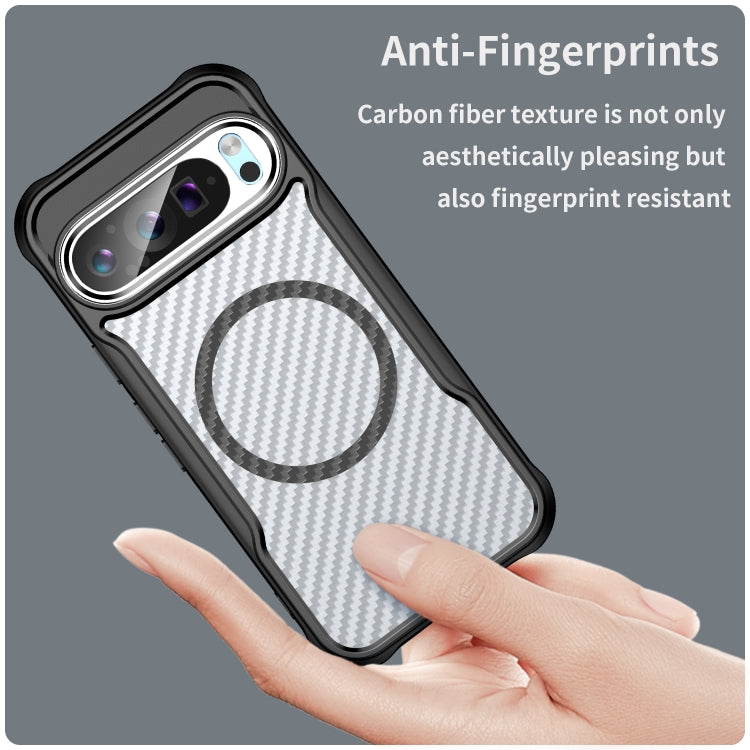 For Google Pixel 9 Pro / 9 Carbon Fiber Texture MagSafe Translucent Phone Case(Black) by buy2fix