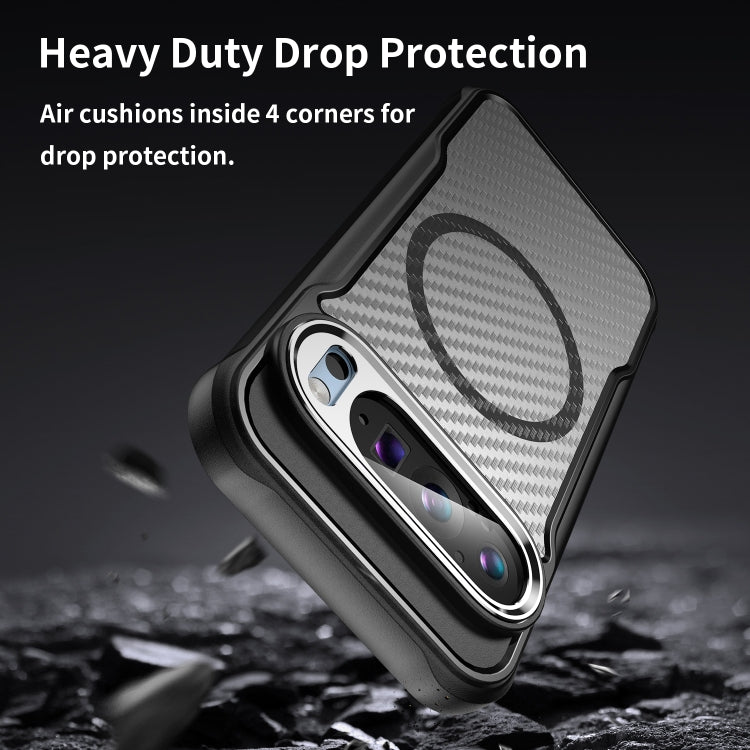 For Google Pixel 9 Pro / 9 Carbon Fiber Texture MagSafe Translucent Phone Case(Black) by buy2fix