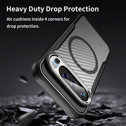 For Google Pixel 9 Pro / 9 Carbon Fiber Texture MagSafe Translucent Phone Case(Black) by buy2fix