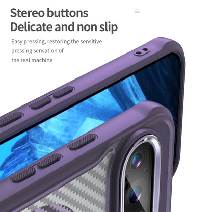 For Google Pixel 9 Pro / 9 Carbon Fiber Texture MagSafe Translucent Phone Case(Purple) - Google Cases by buy2fix | Online Shopping UK | buy2fix