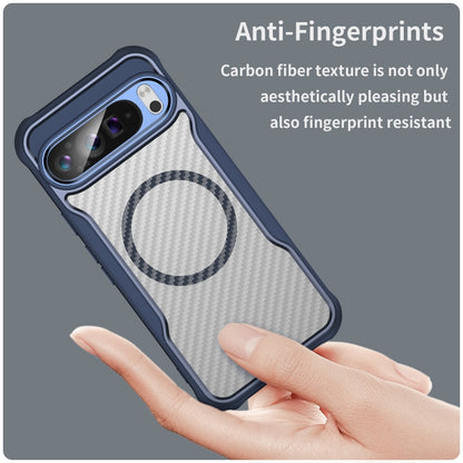 For Google Pixel 9 Pro XL Carbon Fiber Texture MagSafe Translucent Phone Case(Blue) by buy2fix