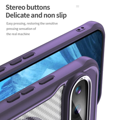 For Google Pixel 9 Pro XL Carbon Fiber Texture MagSafe Translucent Phone Case(Purple) by buy2fix