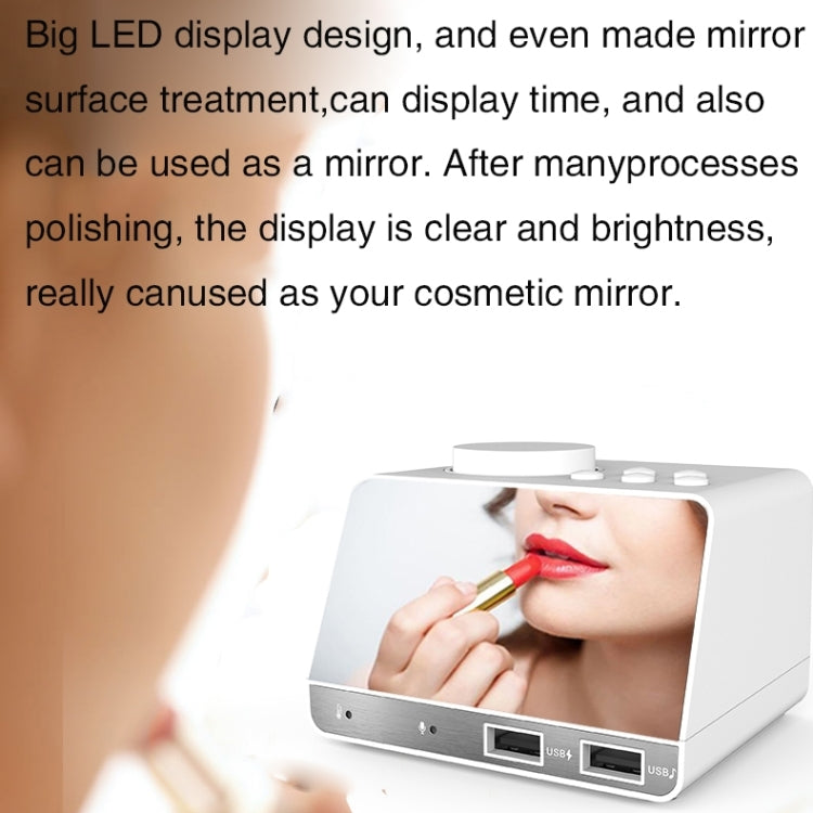 K11 LED Bluetooth 4.2 Speaker Alarm Clock Music Display Radio, Plug Type:EU Plug(White) - Desktop Speaker by buy2fix | Online Shopping UK | buy2fix