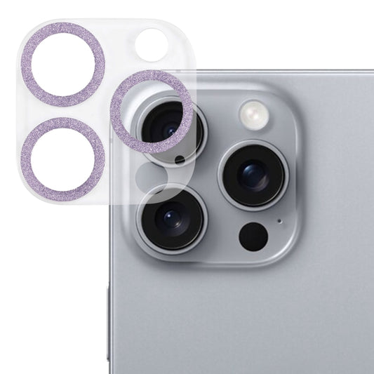 For iPhone 16 Pro / 16 Pro Max Glitter Ring Tempered Glass Camera Lens Film(Purple) by buy2fix