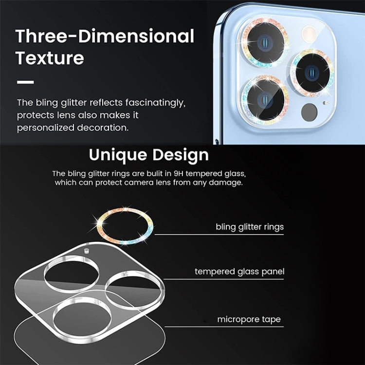 For iPhone 16 Pro / 16 Pro Max Glitter Ring Tempered Glass Camera Lens Film(Silver) - iPhone 16 Pro Max Tempered Glass by buy2fix | Online Shopping UK | buy2fix