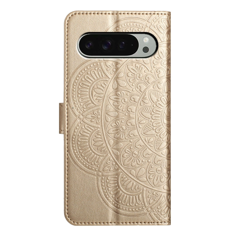 For Google Pixel 9 Pro XL Flower Embossed Leather Phone Case(Gold) by buy2fix