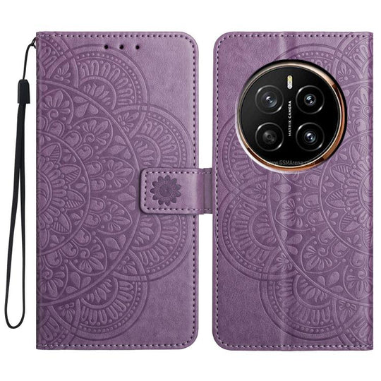For Honor Magic7 Pro Flower Embossed Leather Phone Case(Purple)