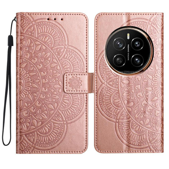 For Honor Magic7 Pro Flower Embossed Leather Phone Case(Rose Gold)