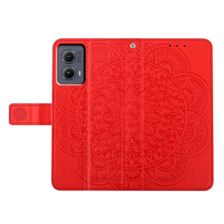 For Motorola Edge 2024 Flower Embossed Leather Phone Case(Red) - Motorola Cases by buy2fix | Online Shopping UK | buy2fix