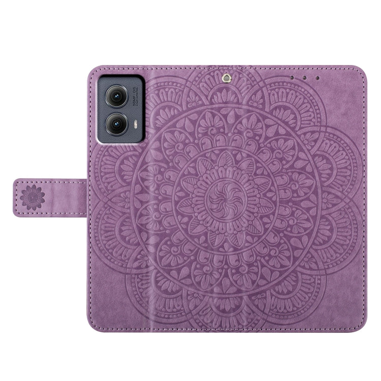 For Motorola Edge 2024 Flower Embossed Leather Phone Case(Purple) - Motorola Cases by buy2fix | Online Shopping UK | buy2fix