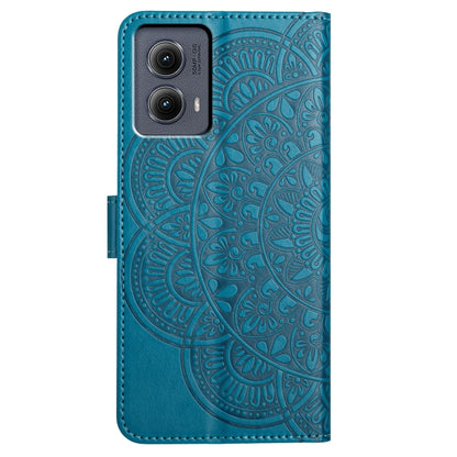 For Motorola Edge 2024 Flower Embossed Leather Phone Case(Blue) - Motorola Cases by buy2fix | Online Shopping UK | buy2fix